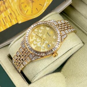 Rolex Metal Chain Diamond Studded Strap 32mm Quartz Movement Women Watch