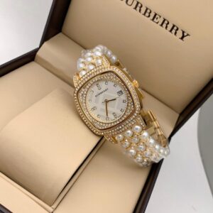 Burberry Square Dial Pearl Strap 37mm Multi Color Women Watch