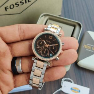 Fossil Carlie ES4542 Premium Stainless Steel Rose Gold 32mm Chronograph Quartz Movement Men’s Watch
