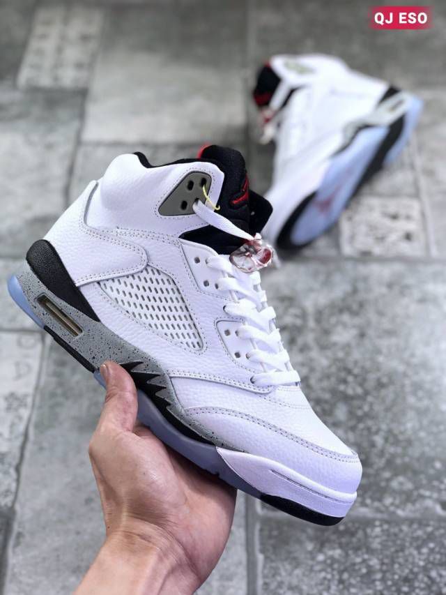 Nike Jordan retro 5 White Cement Men's Sneakers - Skyler Fashion