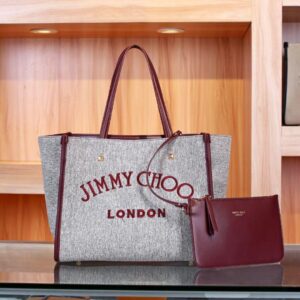 Jimmy Choo Varenne Canvas Edition Embroidery Logo Tote Bag