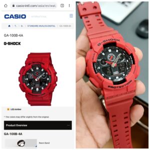 Casio G-Shock GA-100b-4A Red 55mm Water Resistant Chronograph Quartz Movement Men’s Watch