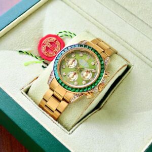 Rolex Daytona Cult Classic 42mm Men’s Chronograph in Gold with Green Dial Water Resistant Watch