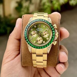Rolex Daytona Cult Classic 42mm Men’s Chronograph in Gold with Green Dial Water Resistant Watch