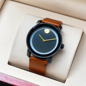 MOVADO Slim Men’s Edge Collection 42mm Dial, Genuine Brown Leather Strap Watch