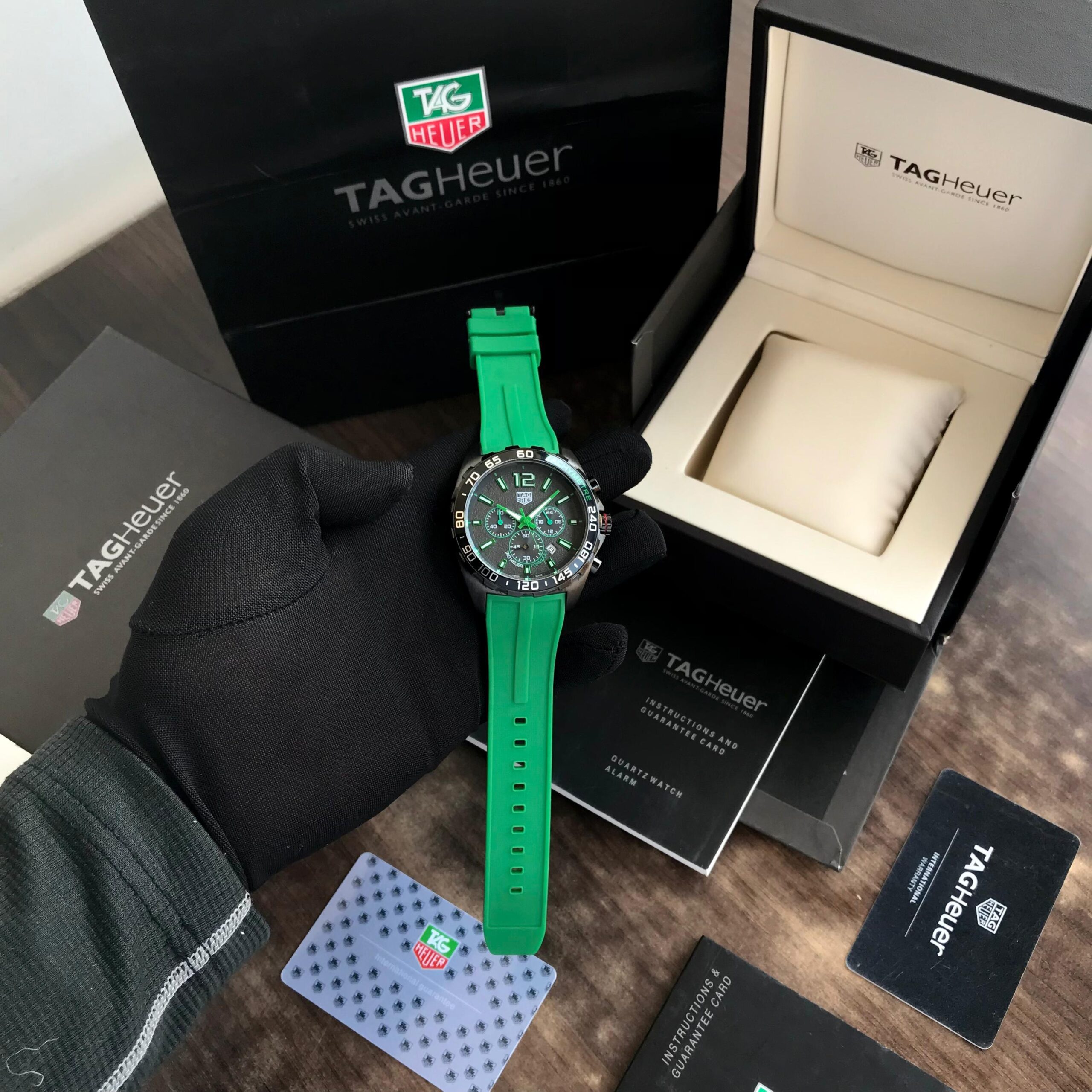 TAG Heuer Formula 1 Men’s Chronograph Watch With Green Strap and Black Dial