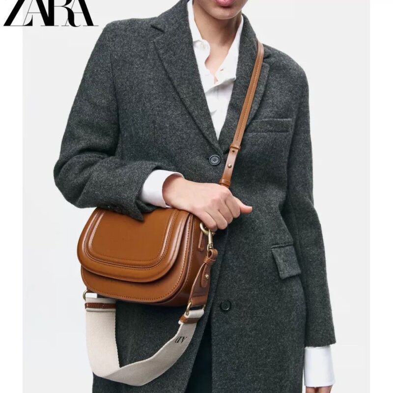 Zara Saddle Broad Canvas Strap Crossbody Bag For Women