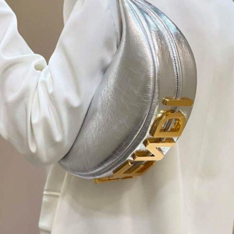 Fendi Women Silver Fendigraphy Small Shoulder Bag