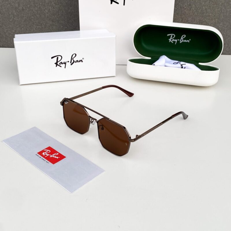 Ray-Ban Stylish Hexagonal Sunglasses with Brown Lenses