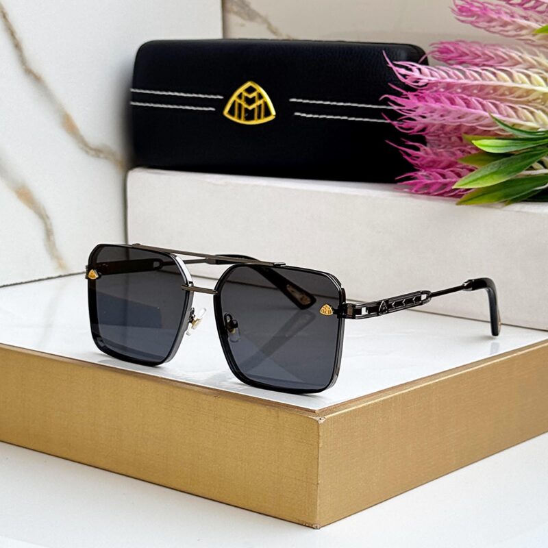 Maybach Square Sunglasses with Gold Accents