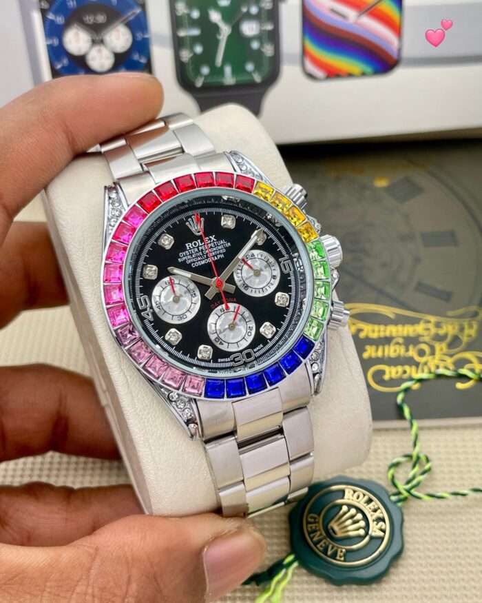 Rolex Daytona Rainbow Chronograph Watch for Men 40mm - Image 3
