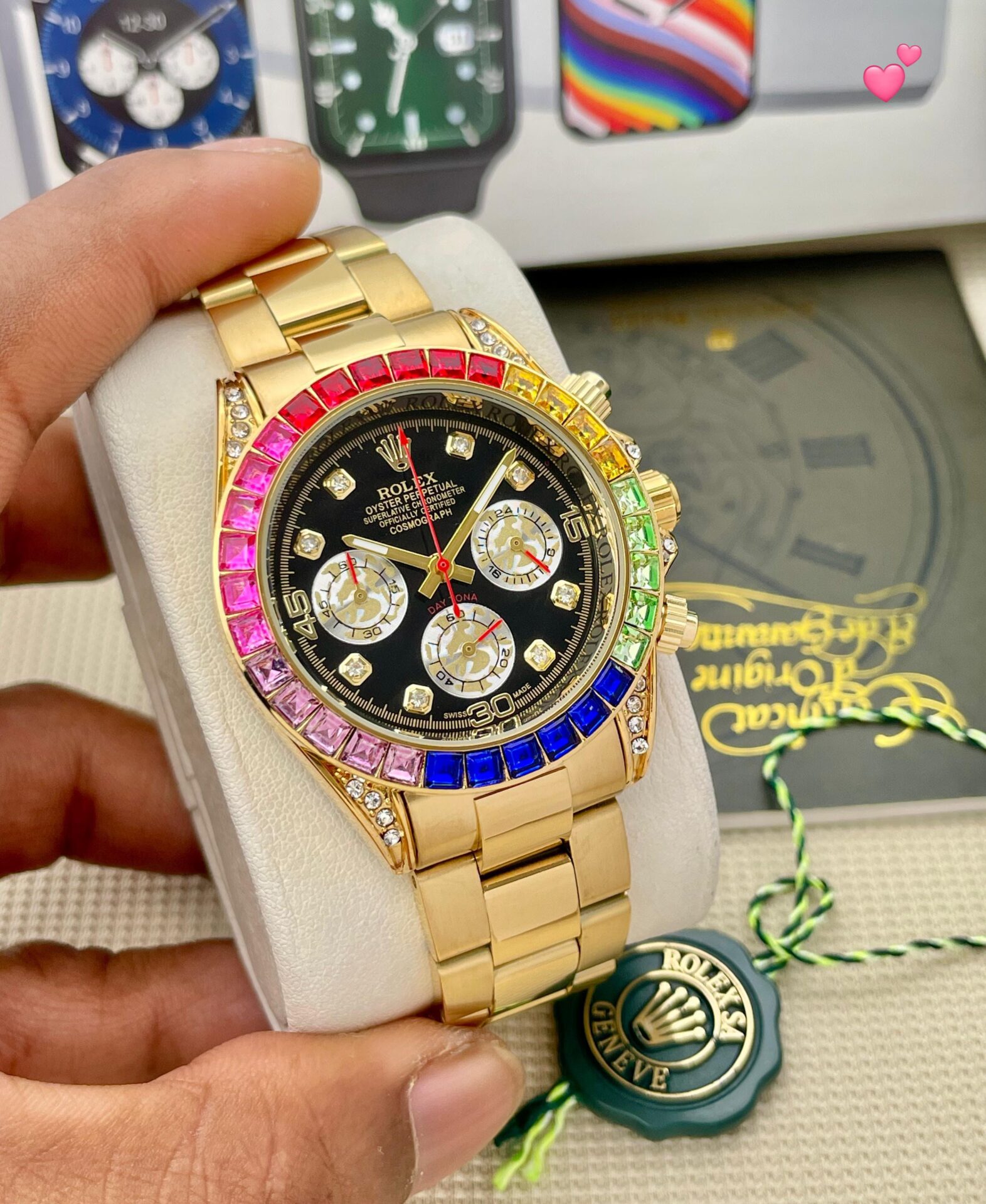 Rolex Daytona Rainbow Chronograph Watch for Men 40mm - Image 4