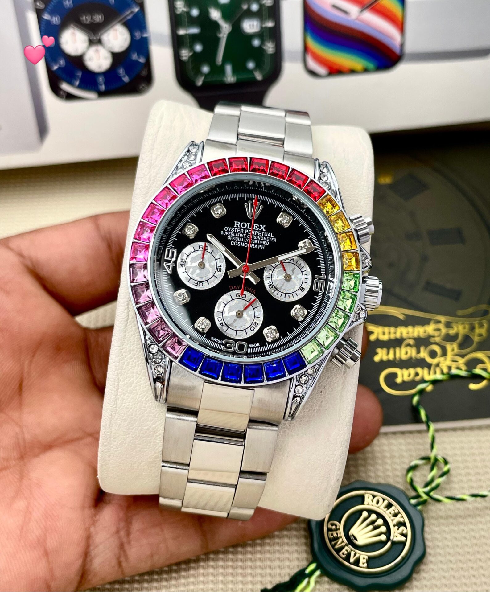 Rolex Daytona Rainbow Chronograph Watch for Men 40mm - Image 2