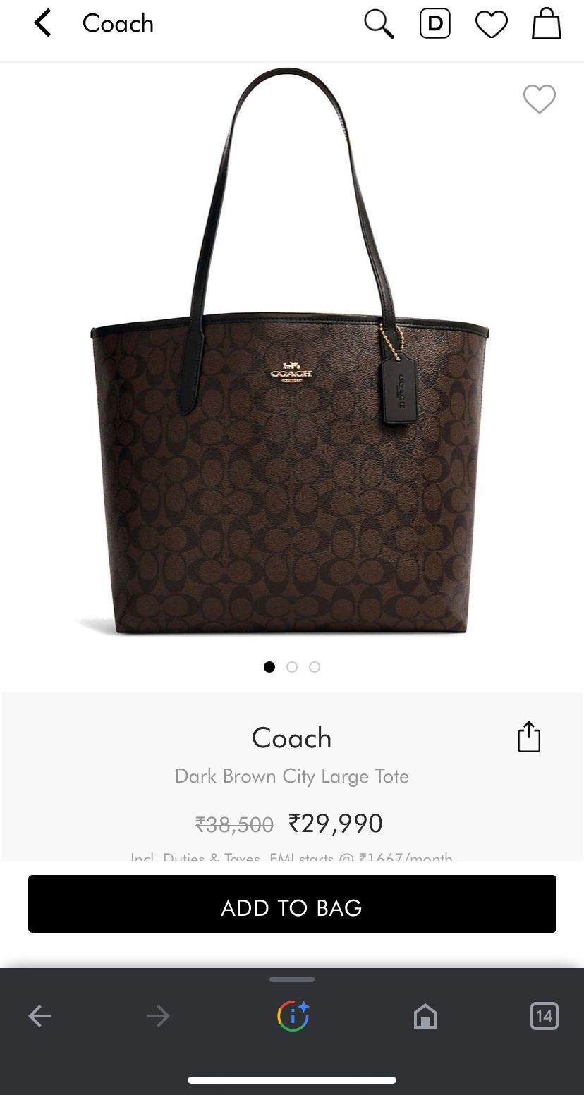 Coach City Large Women Tote Bag - Signature Style - Image 4