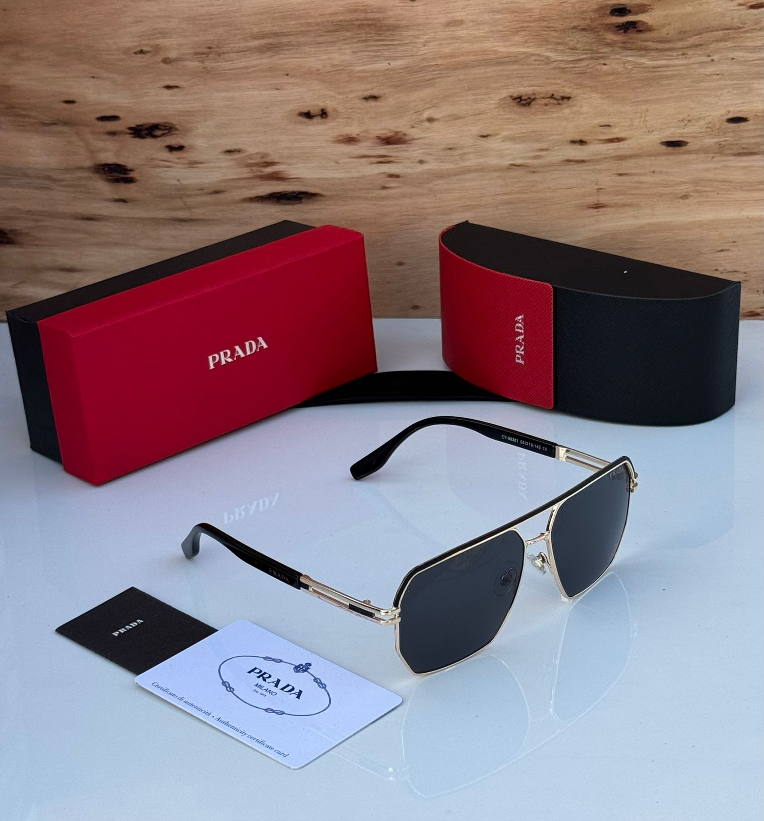 Prada Aviator Square Sunglasses for Men - Image 4