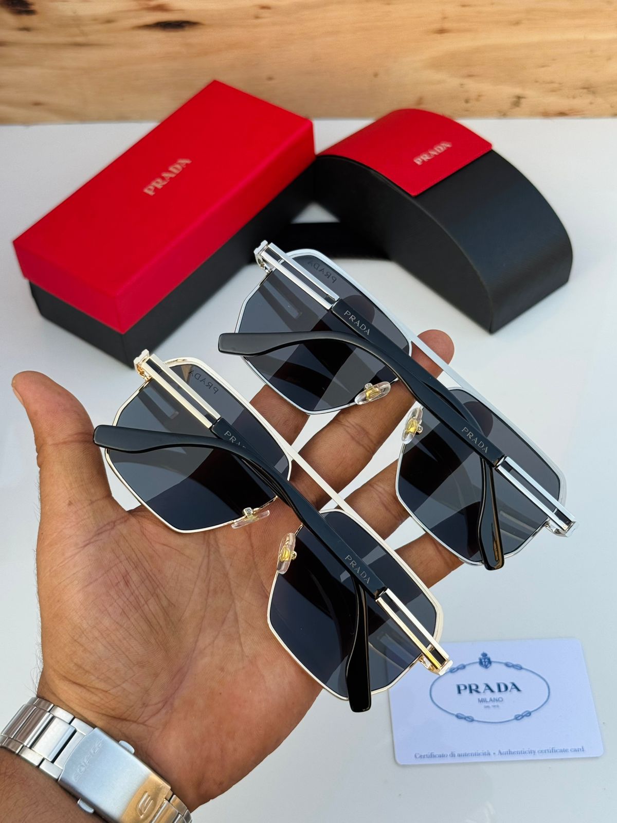 Prada Aviator Square Sunglasses for Men - Image 7