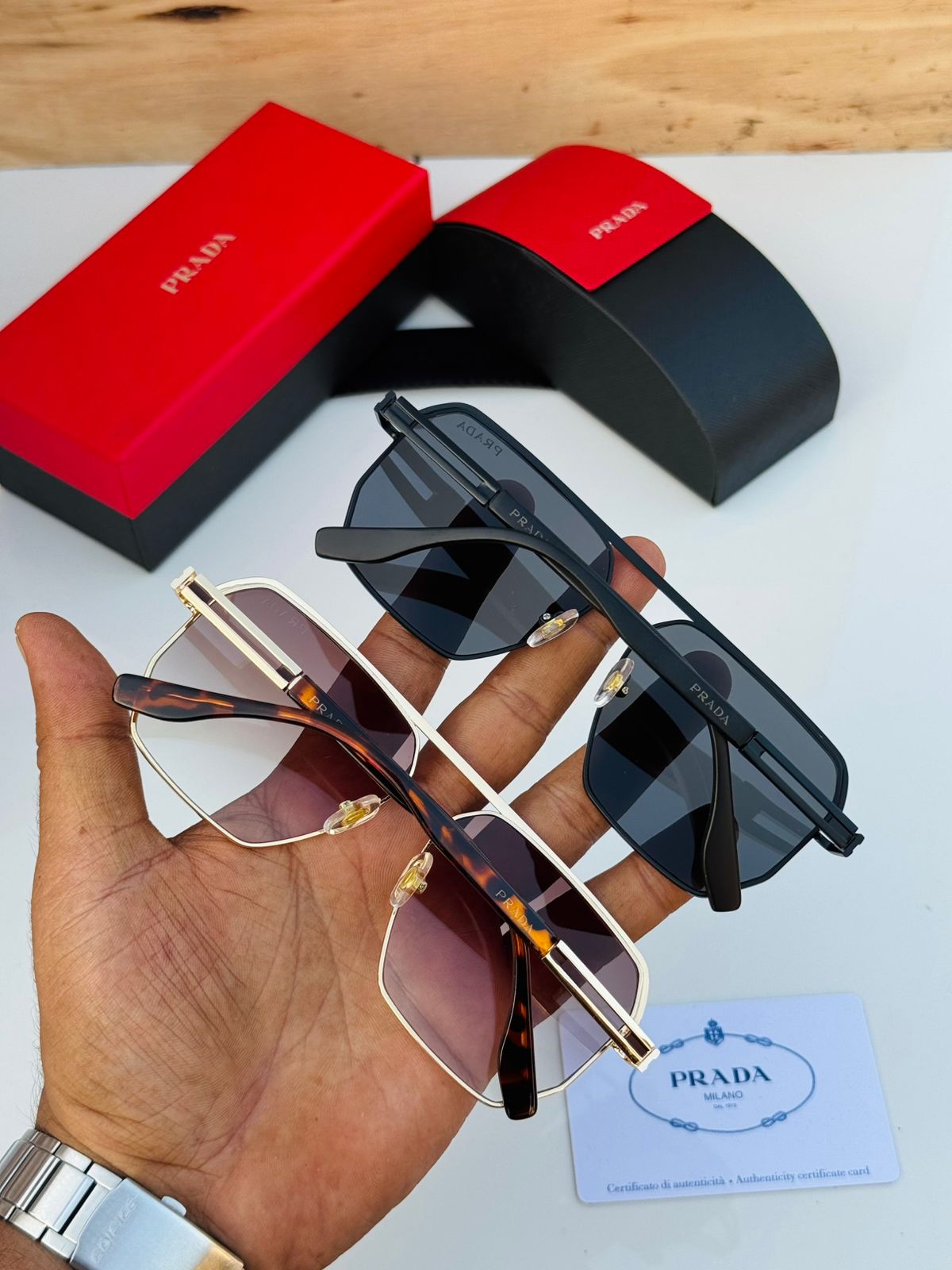 Prada Aviator Square Sunglasses for Men - Image 8