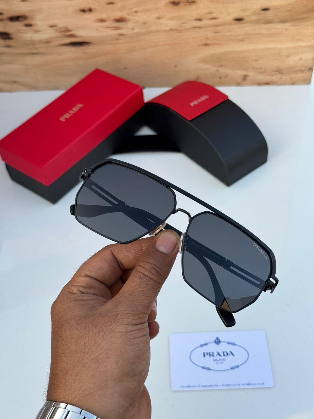 Prada Aviator Square Sunglasses for Men - Image 9