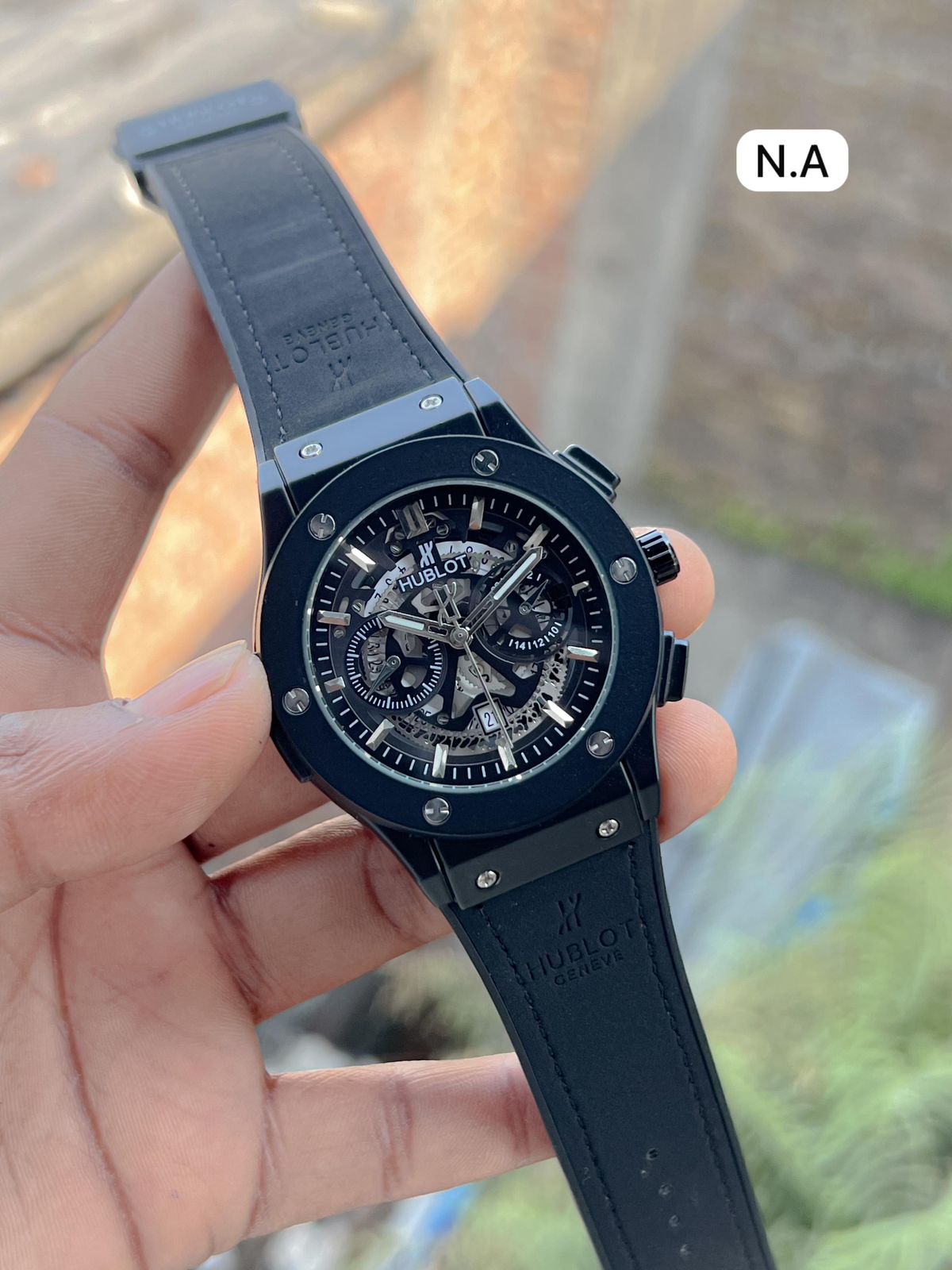 Hublot Black Skeleton Dial Men’s Watch – Premium Rubber Strap - Image 2