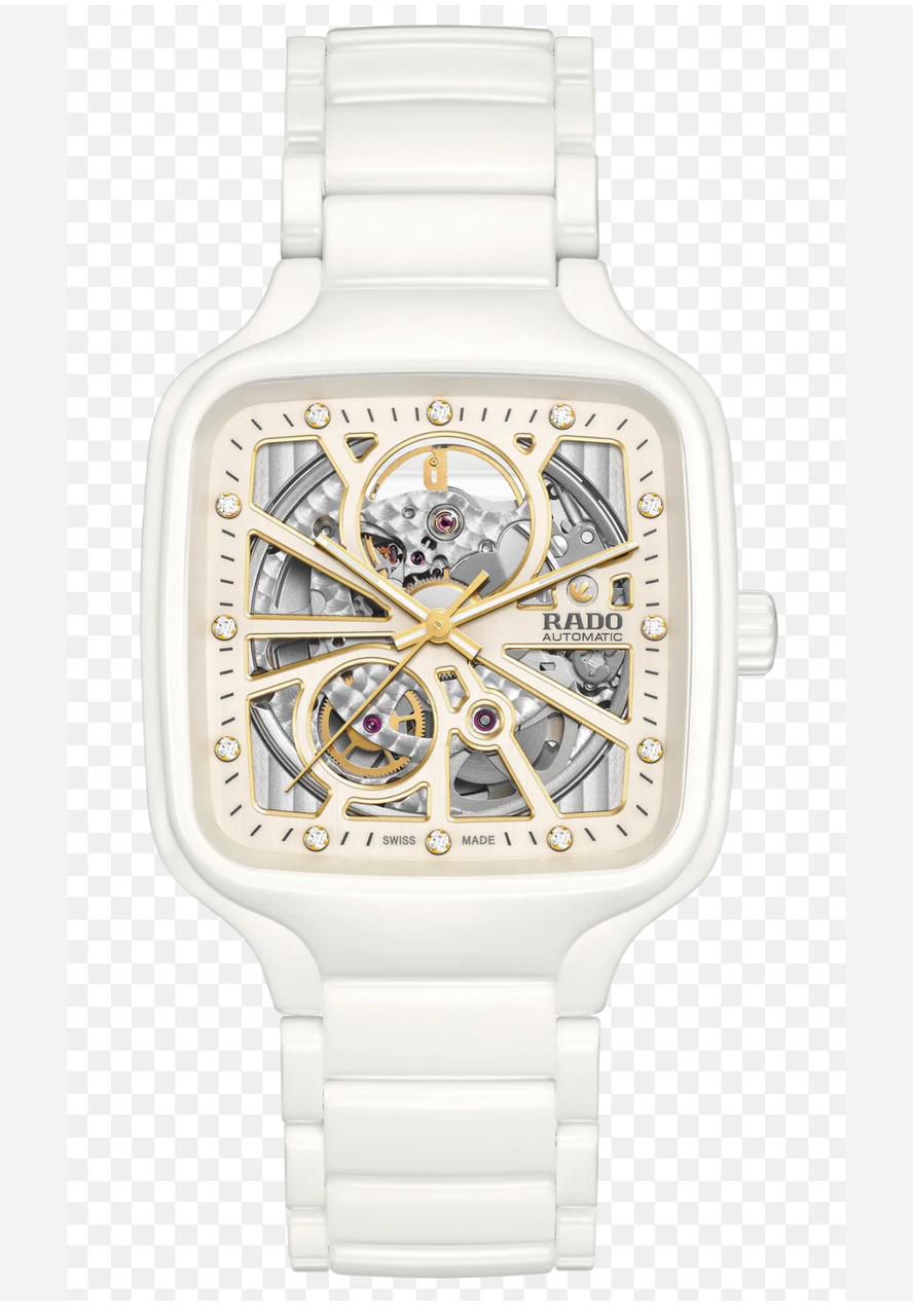Rado True Square White Ceramic Skeleton Automatic Watch – 40mm, Unisex - Image 8