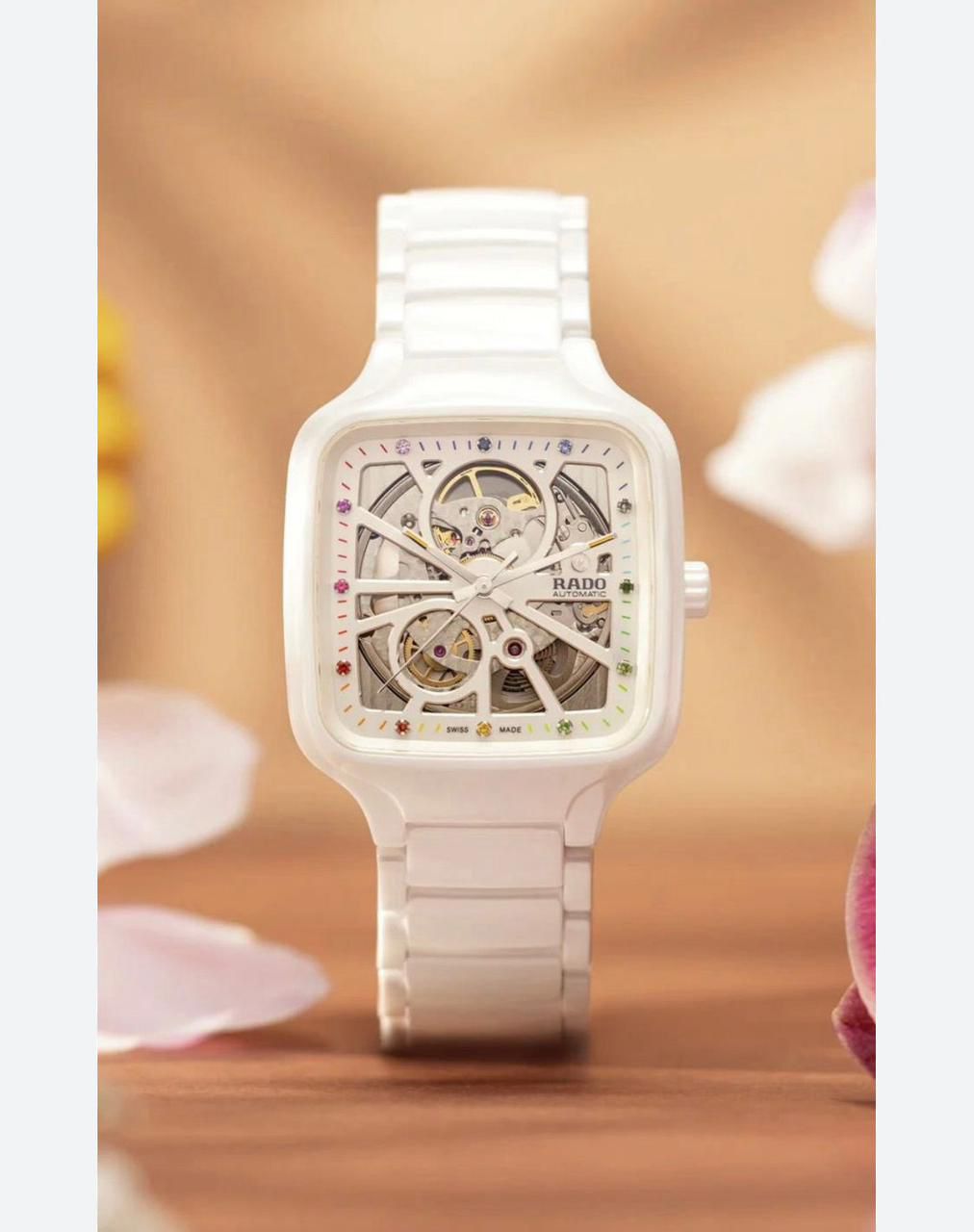 Rado True Square White Ceramic Skeleton Automatic Watch – 40mm, Unisex - Image 3