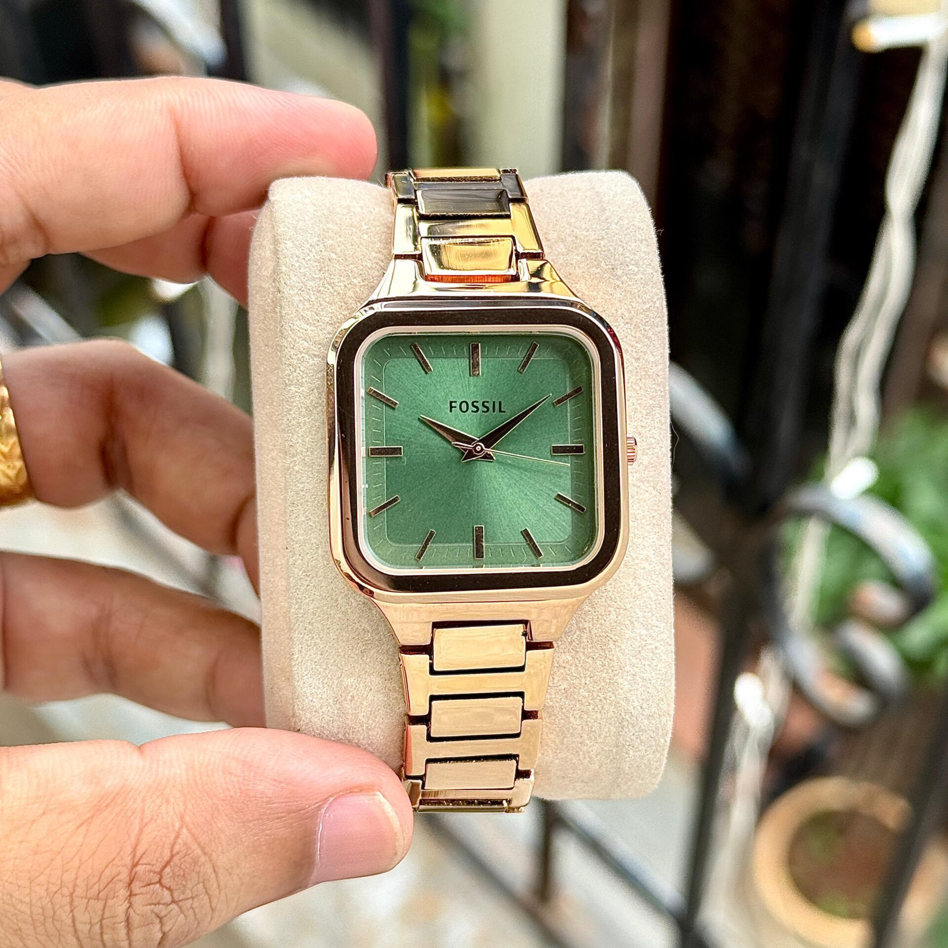 Fossil Women’s Green Square Dial Watch 30mm - Image 2