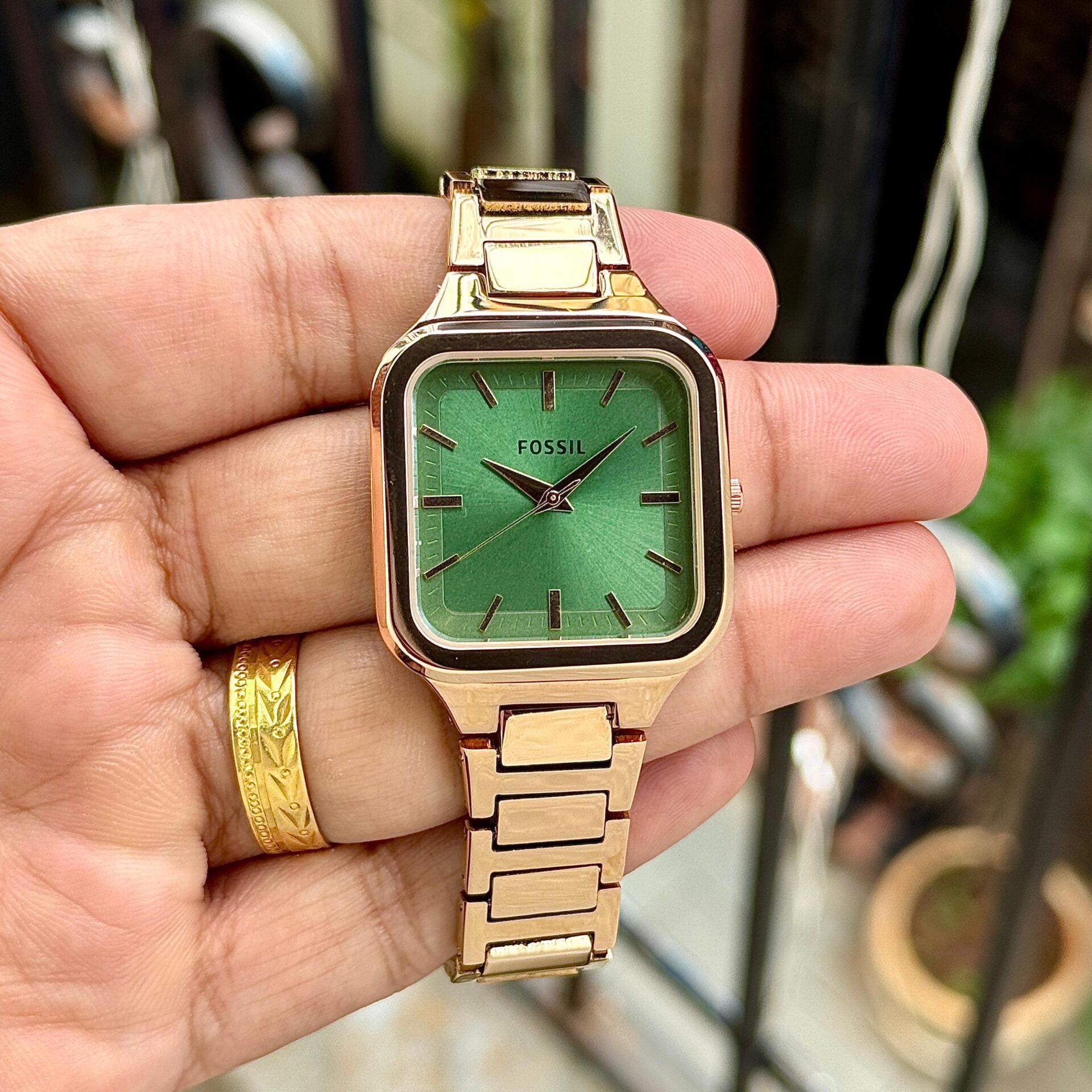 Fossil Women’s Green Square Dial Watch 30mm