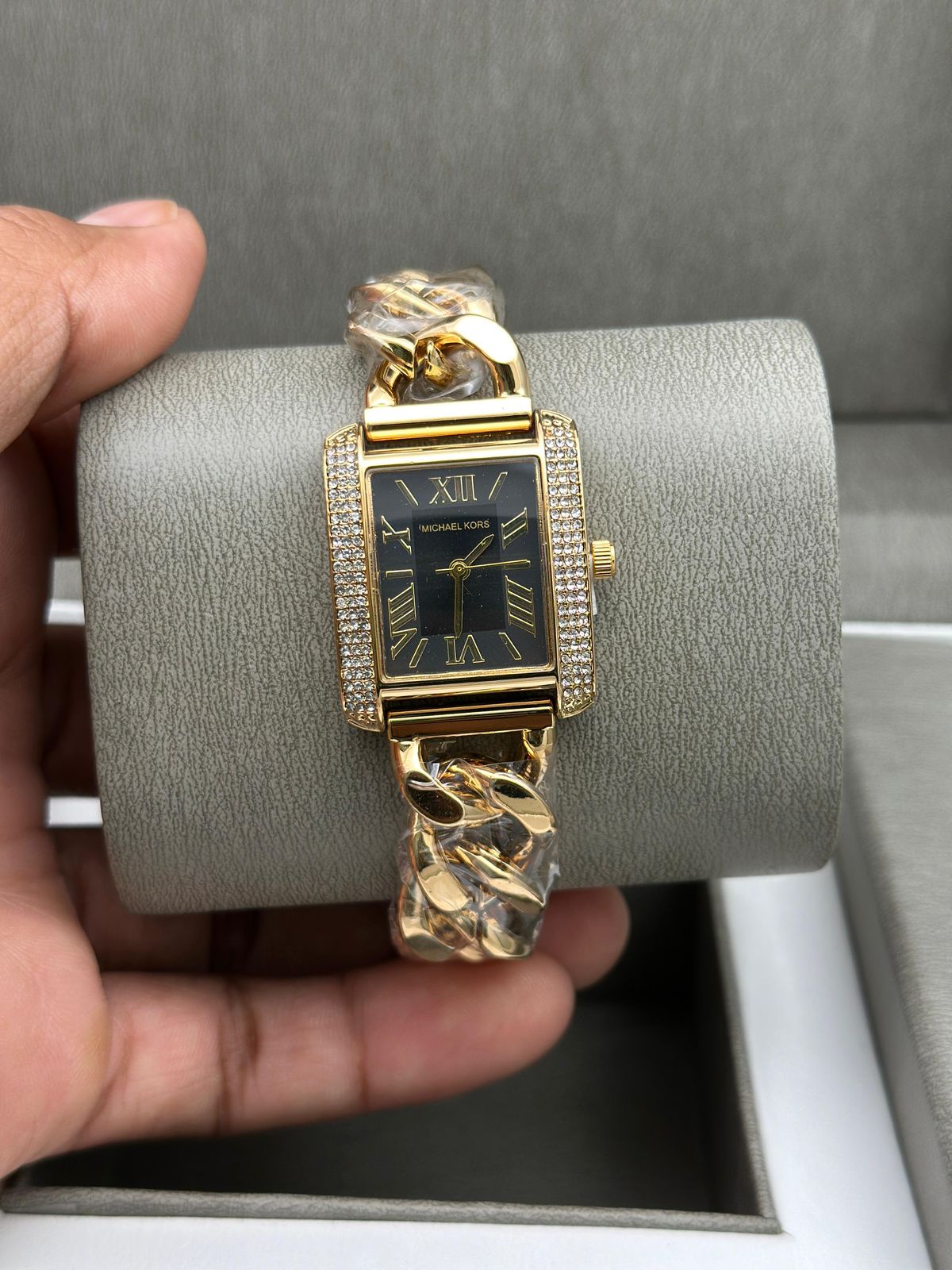 Michael Kors Women’s Rectangular Analog Watch with Crystal Accents - Image 2