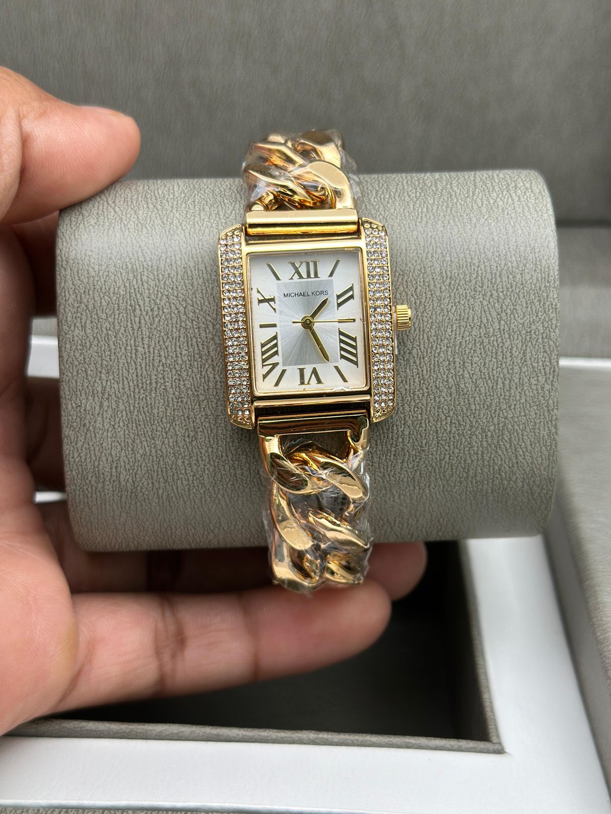 Michael Kors Women’s Rectangular Analog Watch with Crystal Accents - Image 11