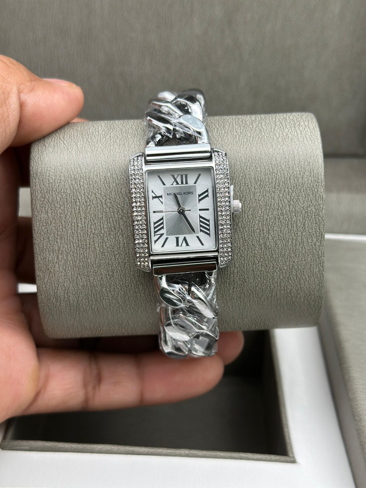 Michael Kors Women’s Rectangular Analog Watch with Crystal Accents - Image 6