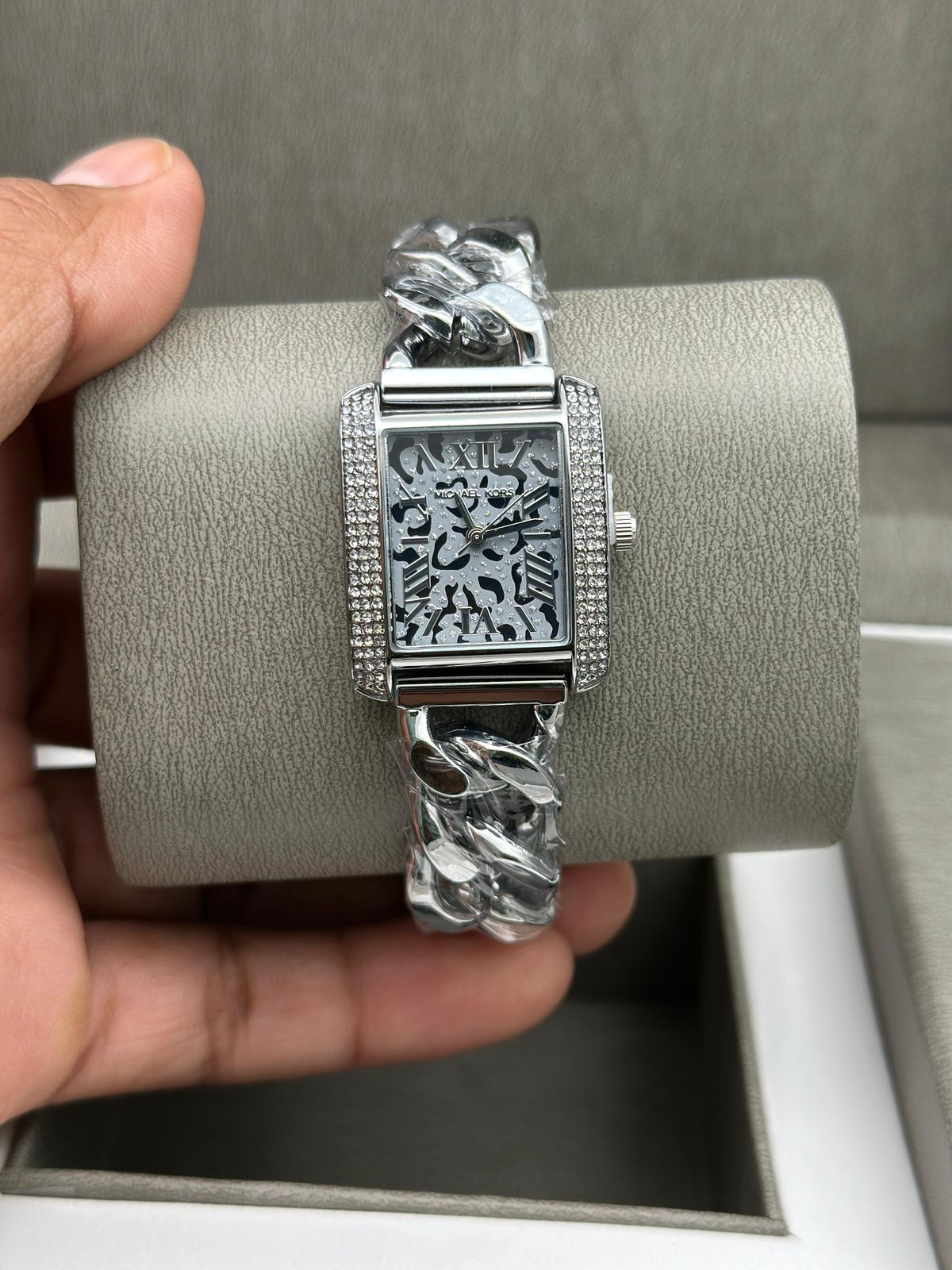 Michael Kors Women’s Rectangular Analog Watch with Crystal Accents - Image 4