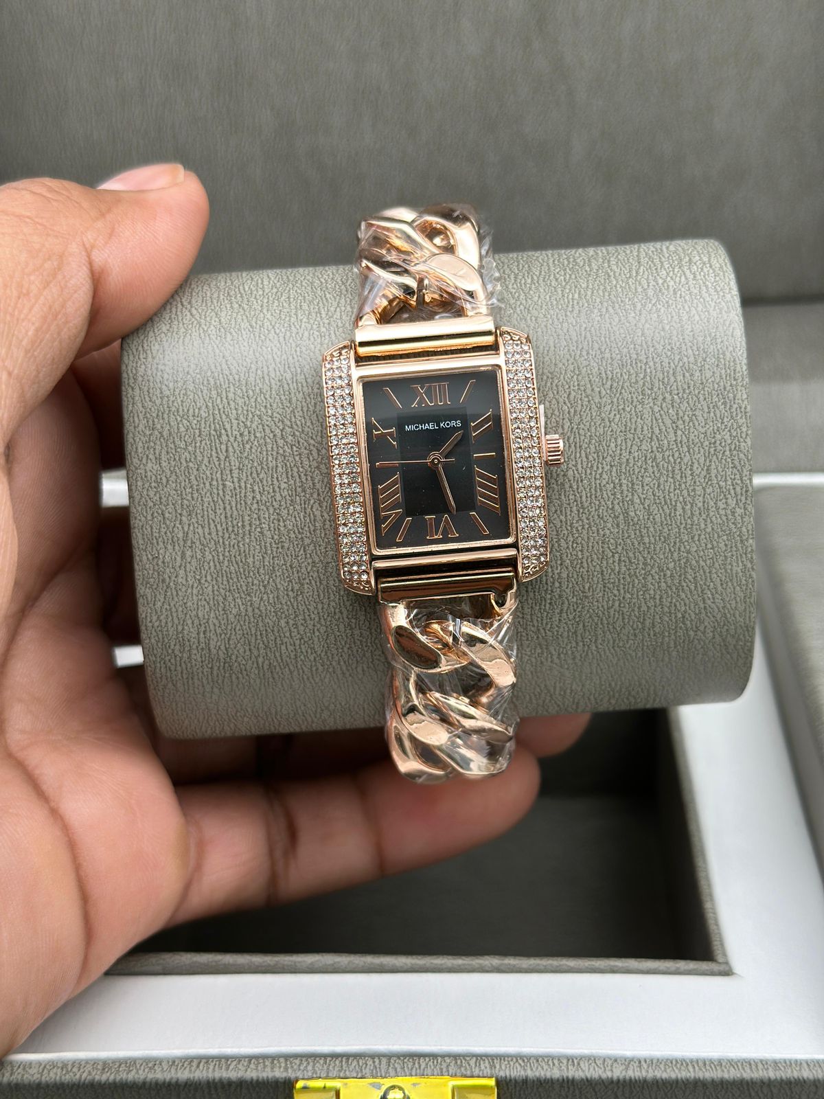 Michael Kors Women’s Rectangular Analog Watch with Crystal Accents - Image 3