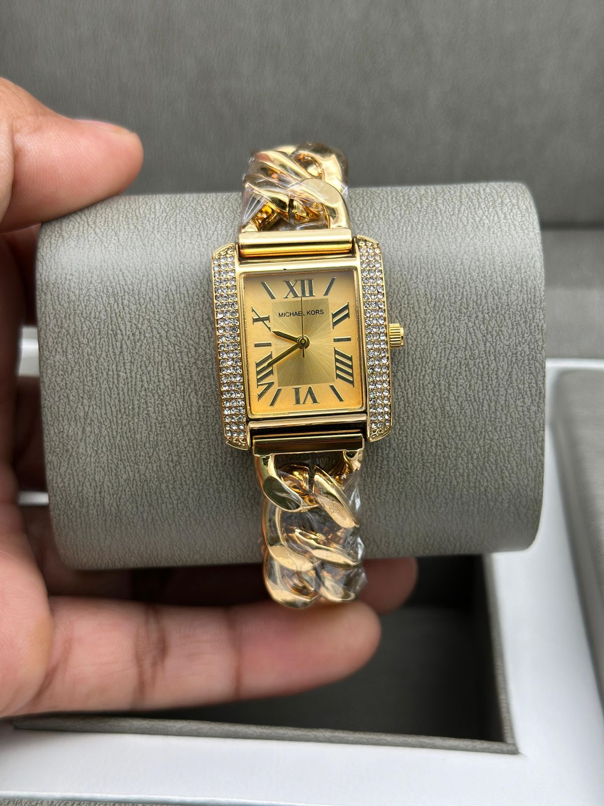 Michael Kors Women’s Rectangular Analog Watch with Crystal Accents - Image 10