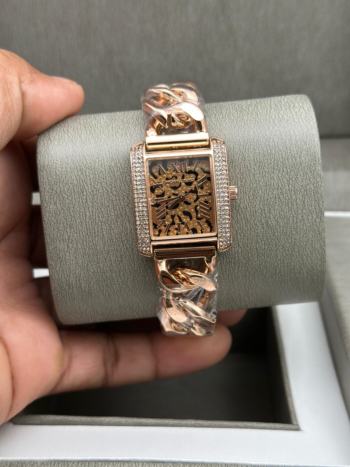 Michael Kors Women’s Rectangular Analog Watch with Crystal Accents - Image 5