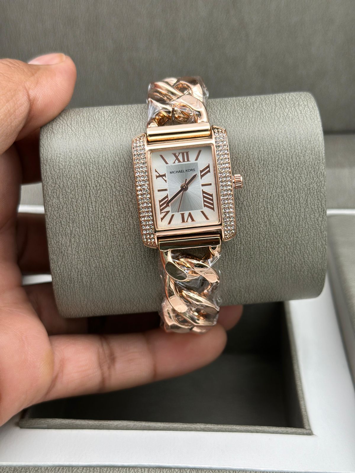 Michael Kors Women’s Rectangular Analog Watch with Crystal Accents - Image 7