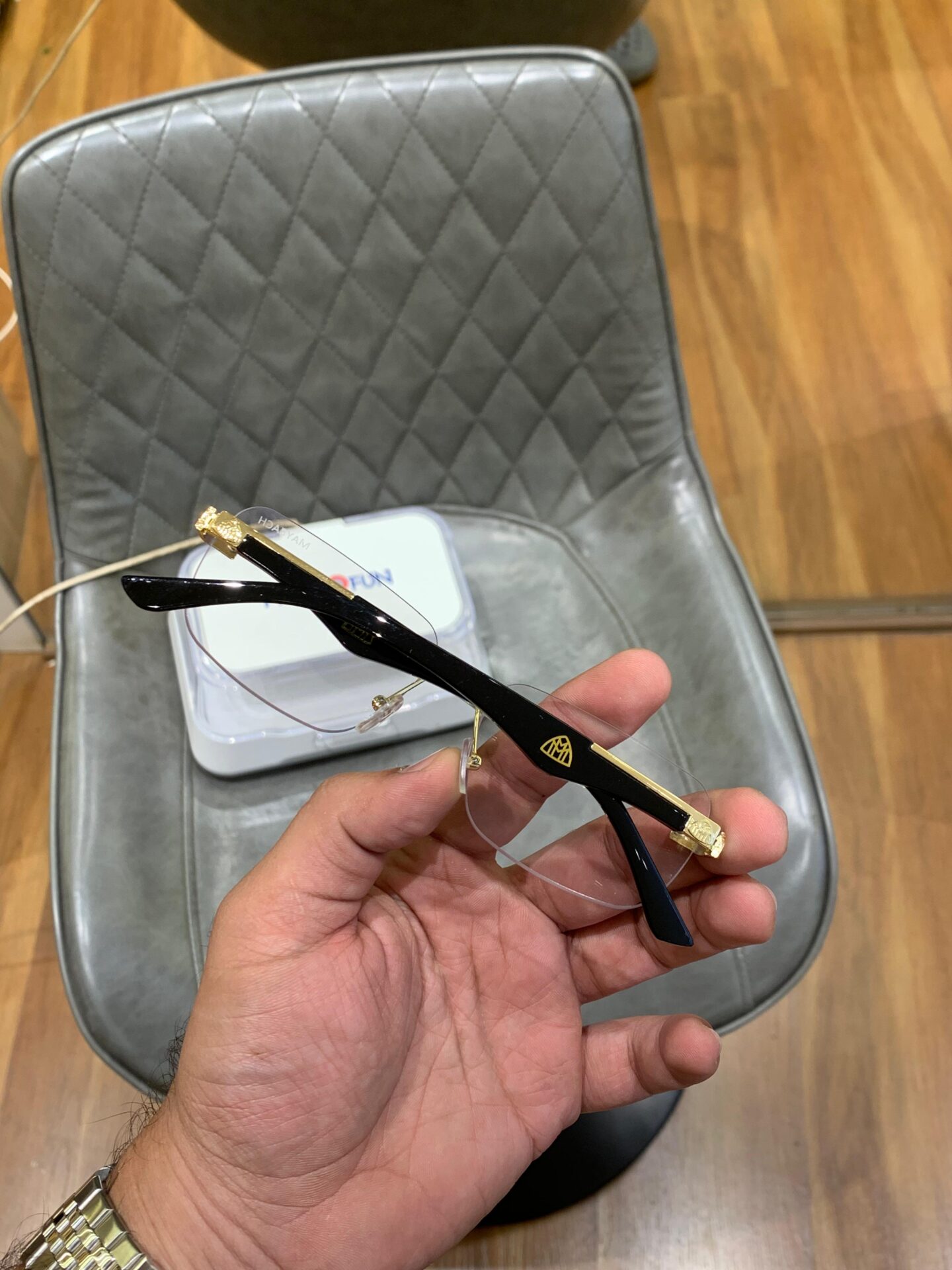 Maybach Rimless Luxury Gold Sunglasses for Men - Image 4