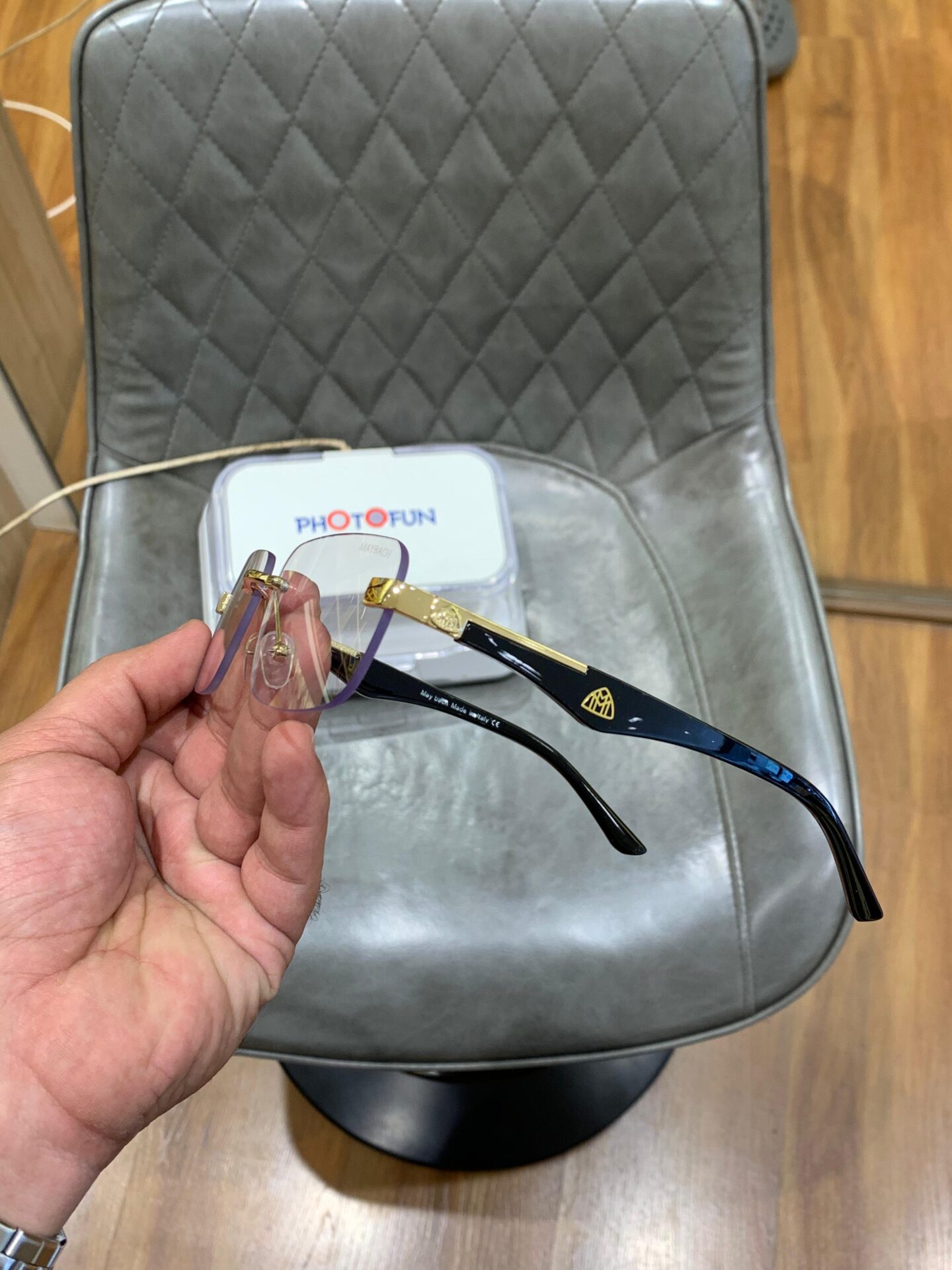 Maybach Rimless Luxury Gold Sunglasses for Men - Image 2