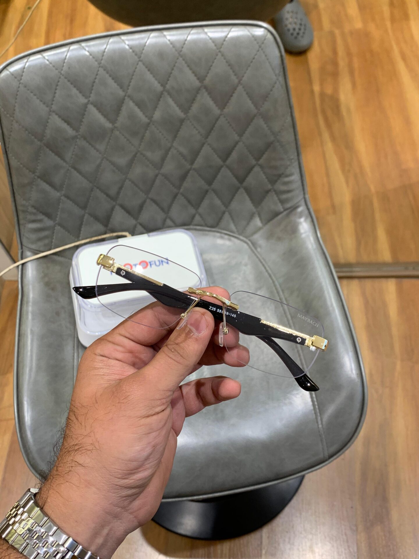 Maybach Rimless Luxury Gold Sunglasses for Men