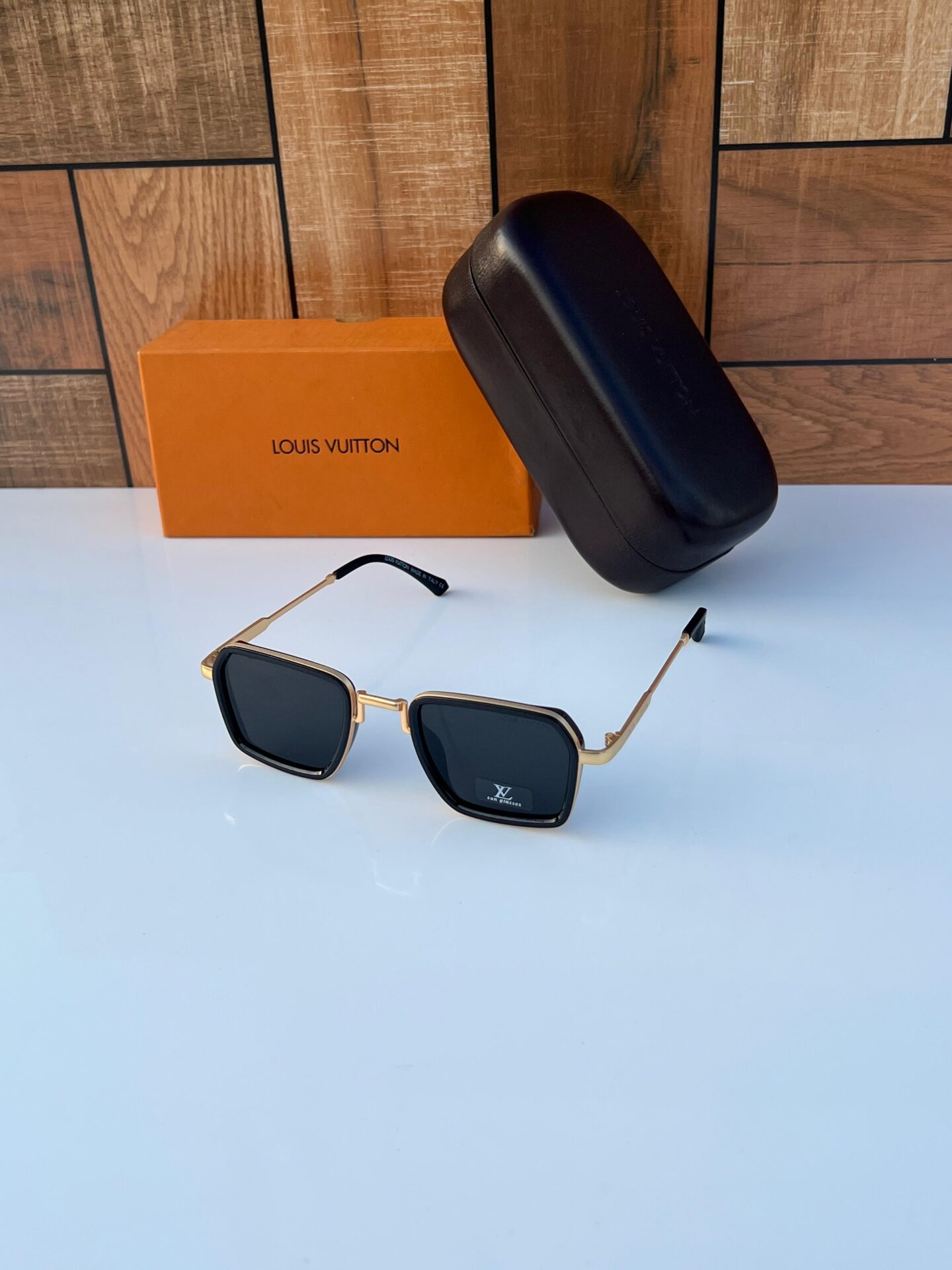 Louis Vuitton Square Classic Gold Sunglasses for Men