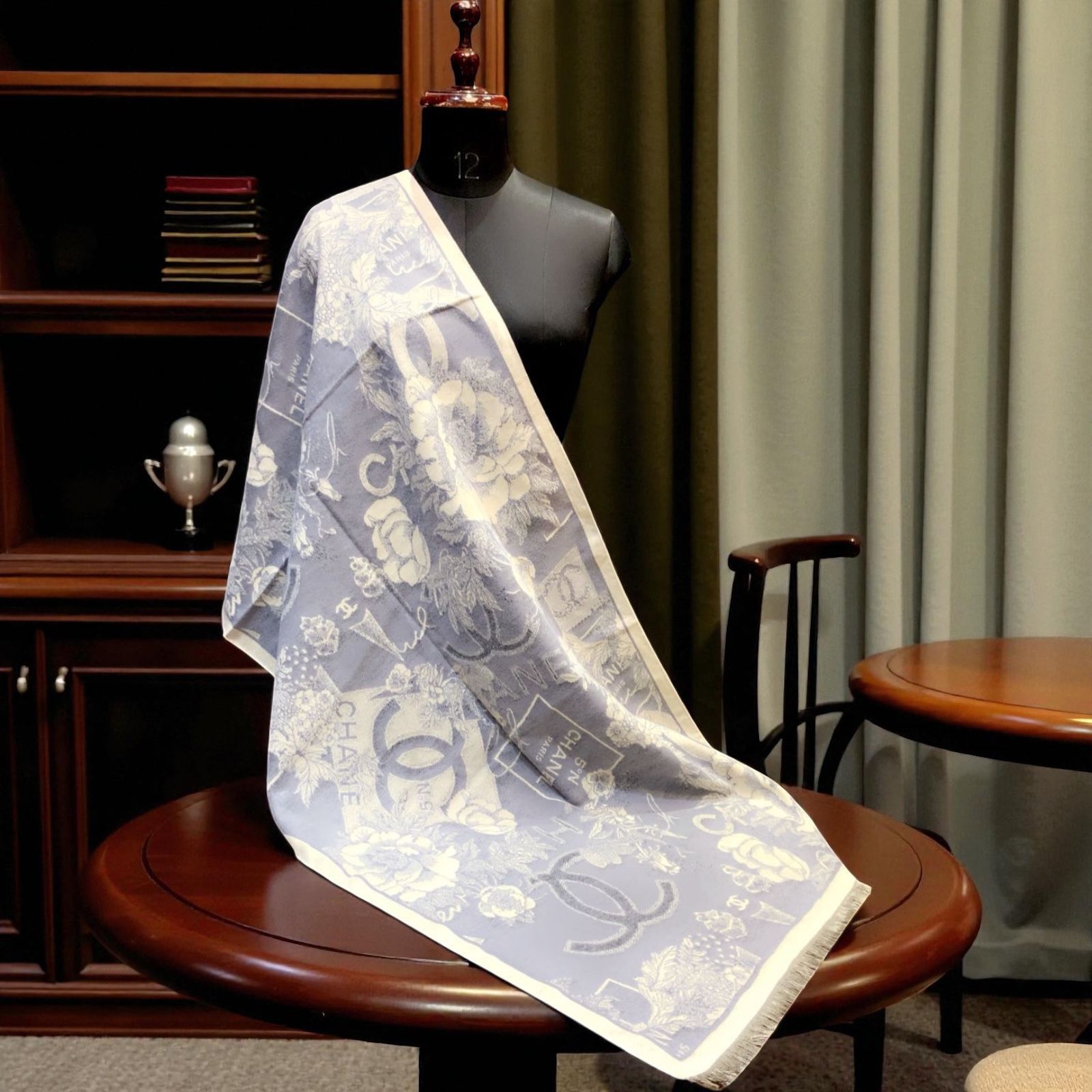 Chanel Floral Reversible Rabbit Fur Winter Stole For Women - Image 5