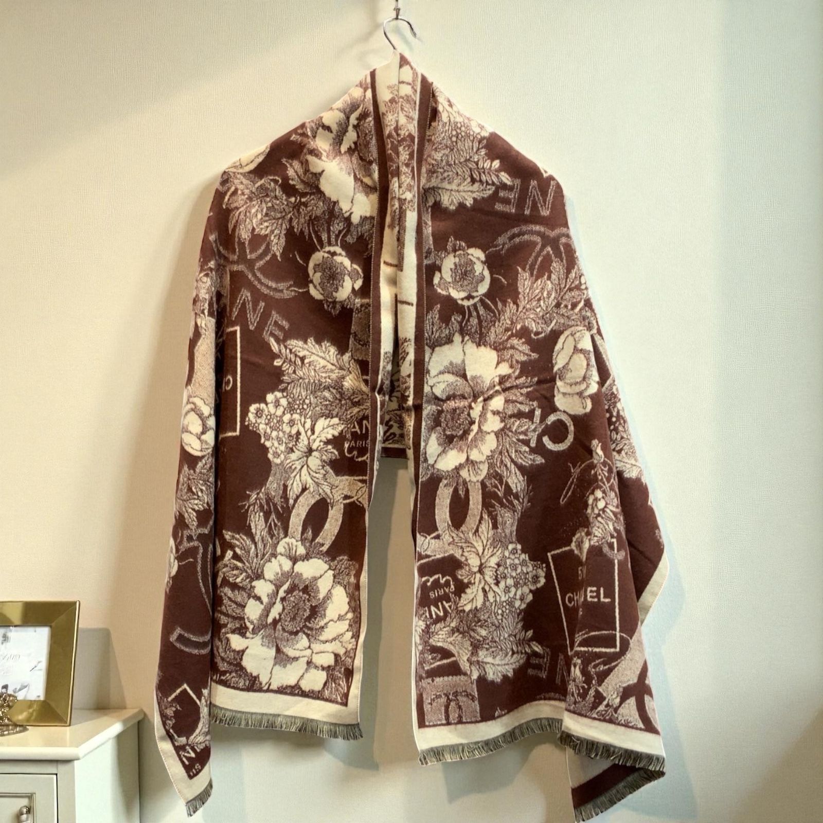 Chanel Floral Reversible Rabbit Fur Winter Stole For Women - Image 2