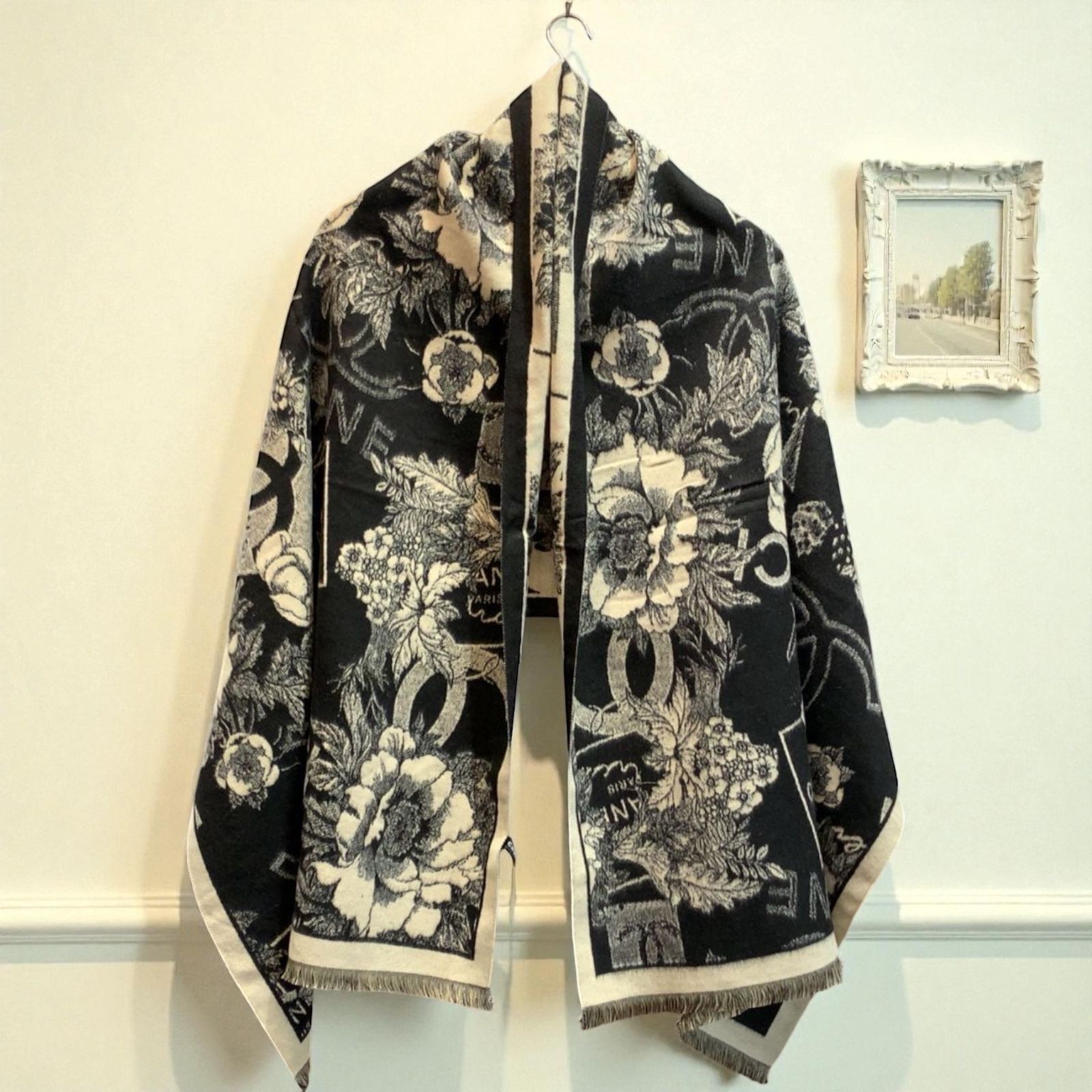 Chanel Floral Reversible Rabbit Fur Winter Stole For Women - Image 3