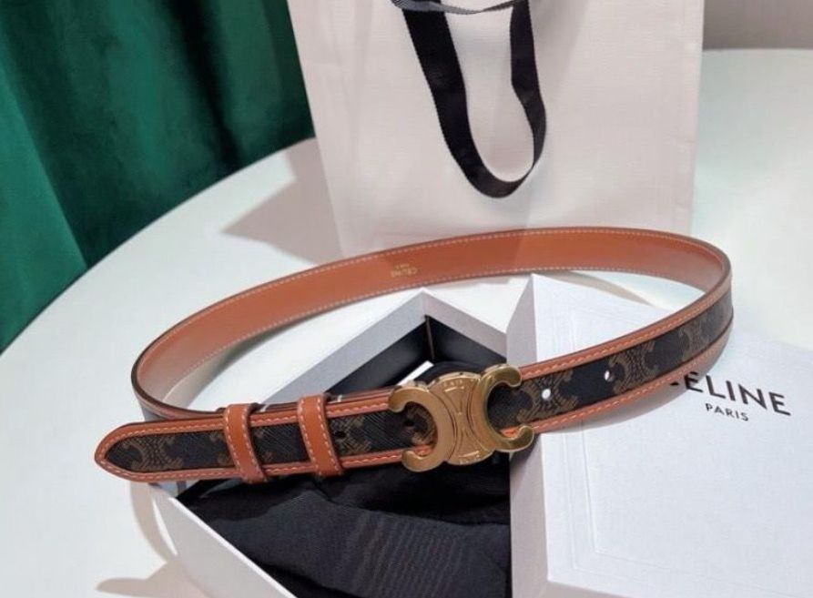 Celine Triomphe Signature Slim Belt for Women