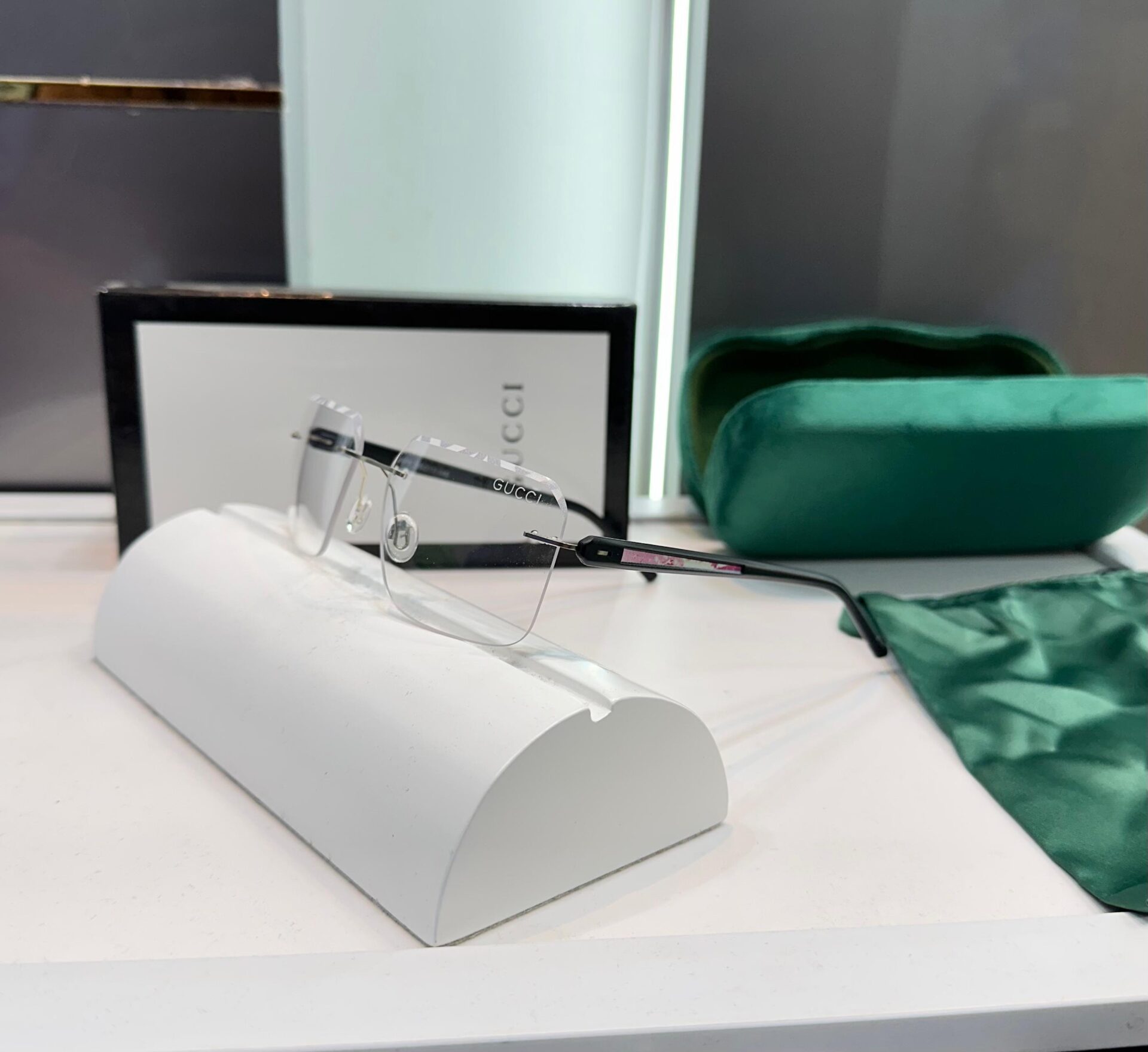 Gucci Men’s Rimless Transparent Eyeglasses - Image 3