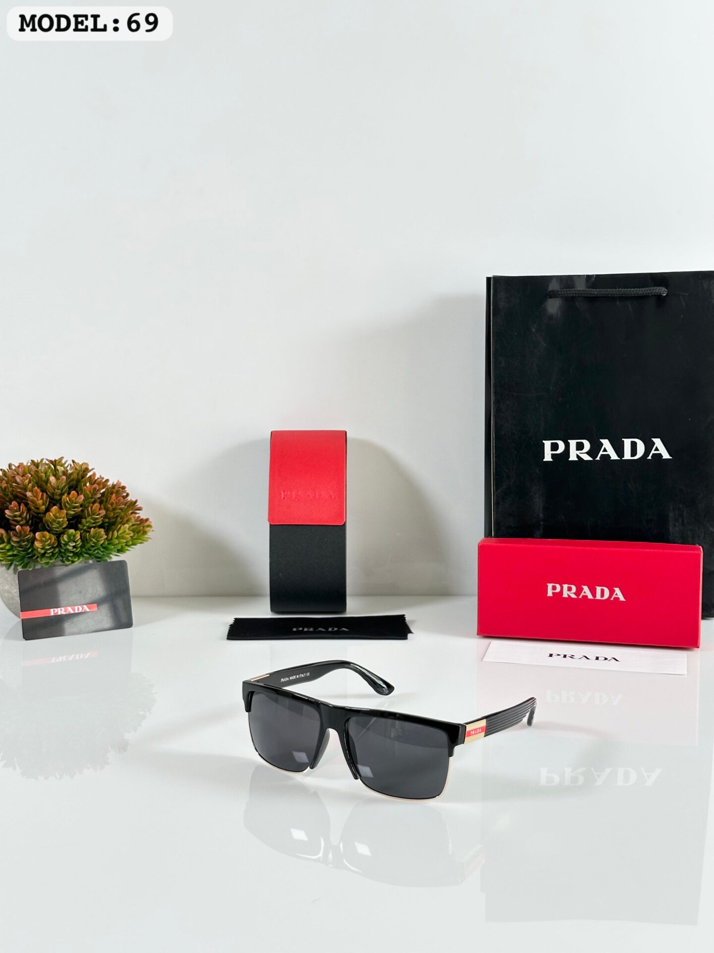 Prada Men’s Sunglasses Rectangle Frame