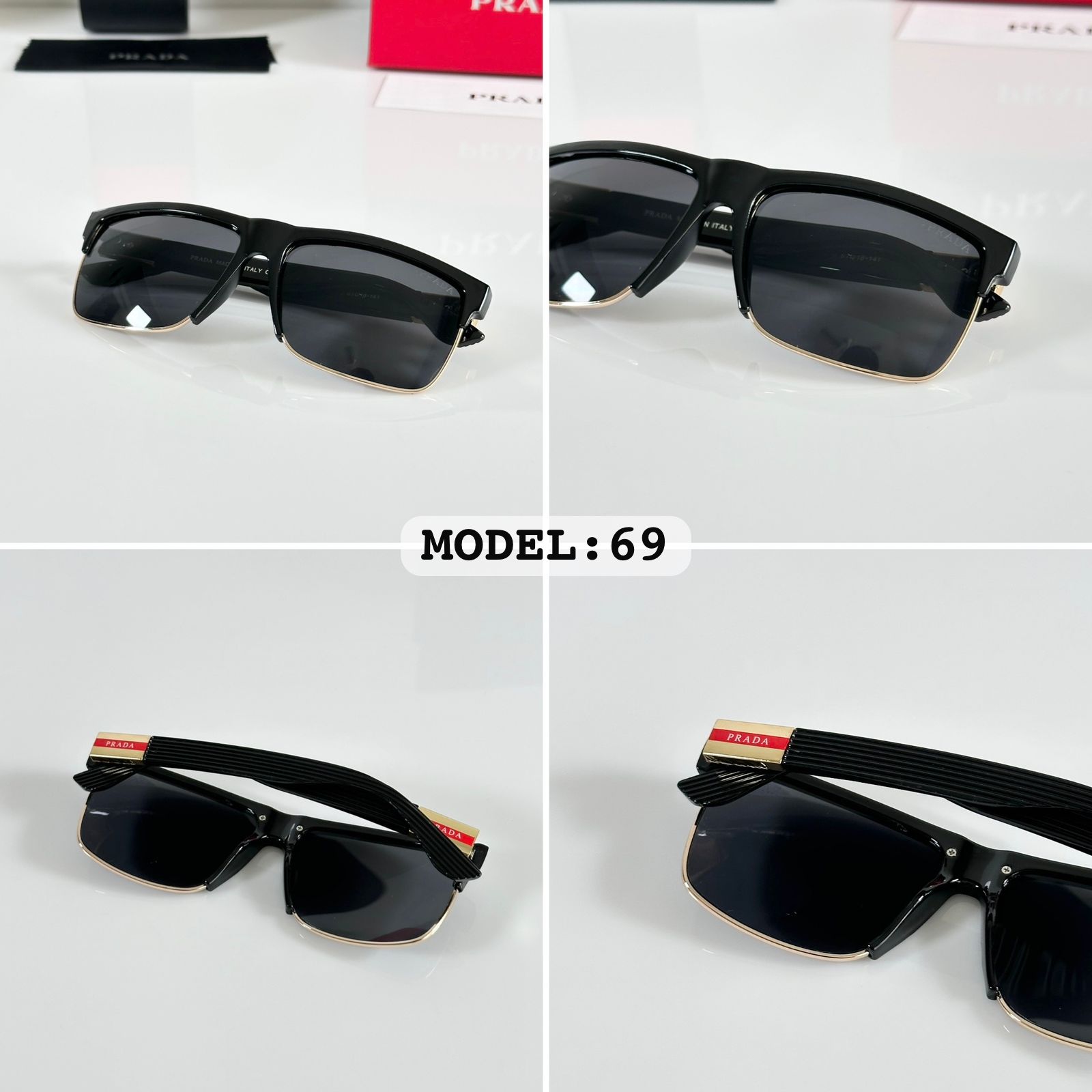 Prada Men’s Sunglasses Rectangle Frame - Image 3