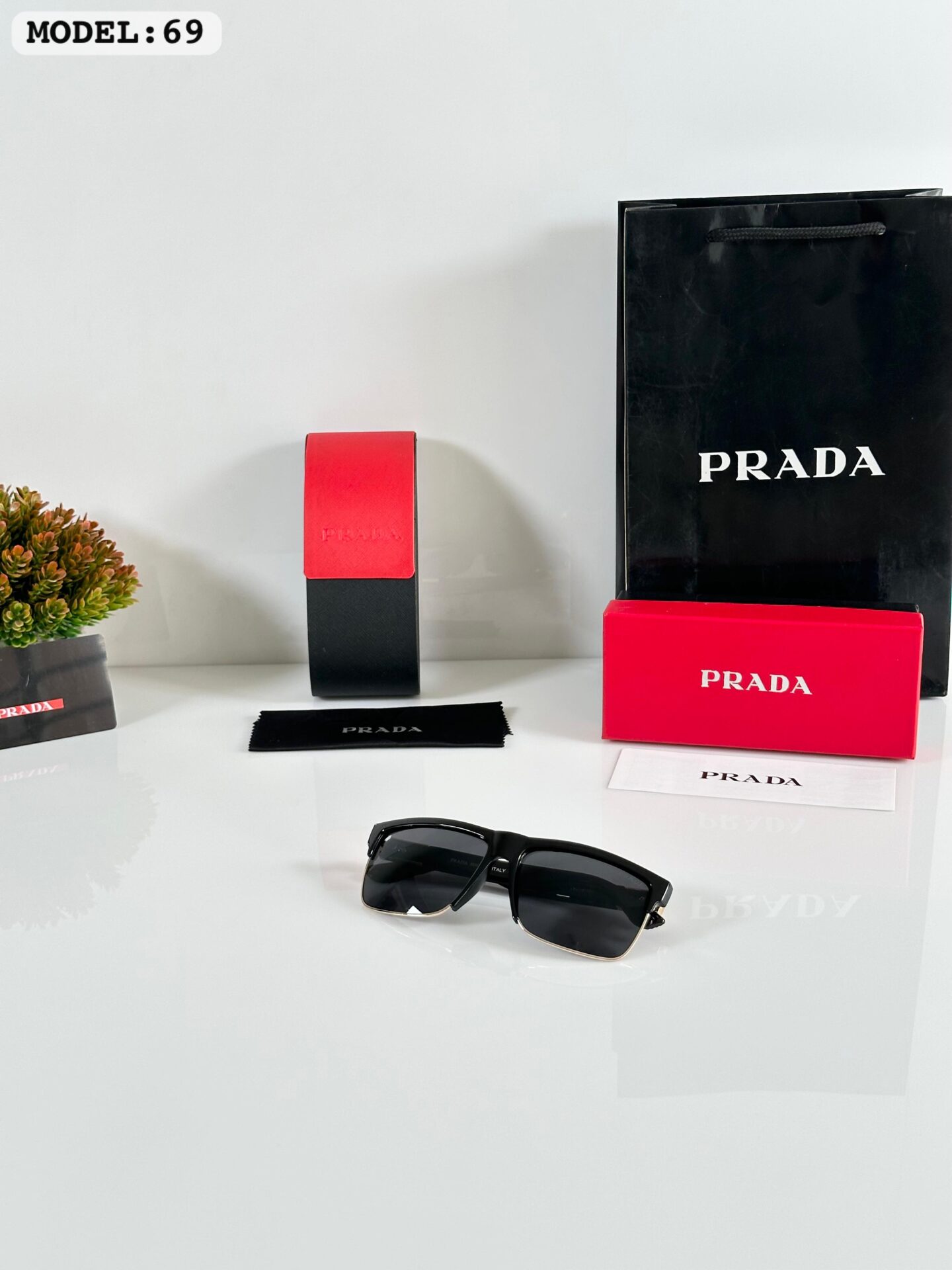 Prada Men’s Sunglasses Rectangle Frame - Image 2