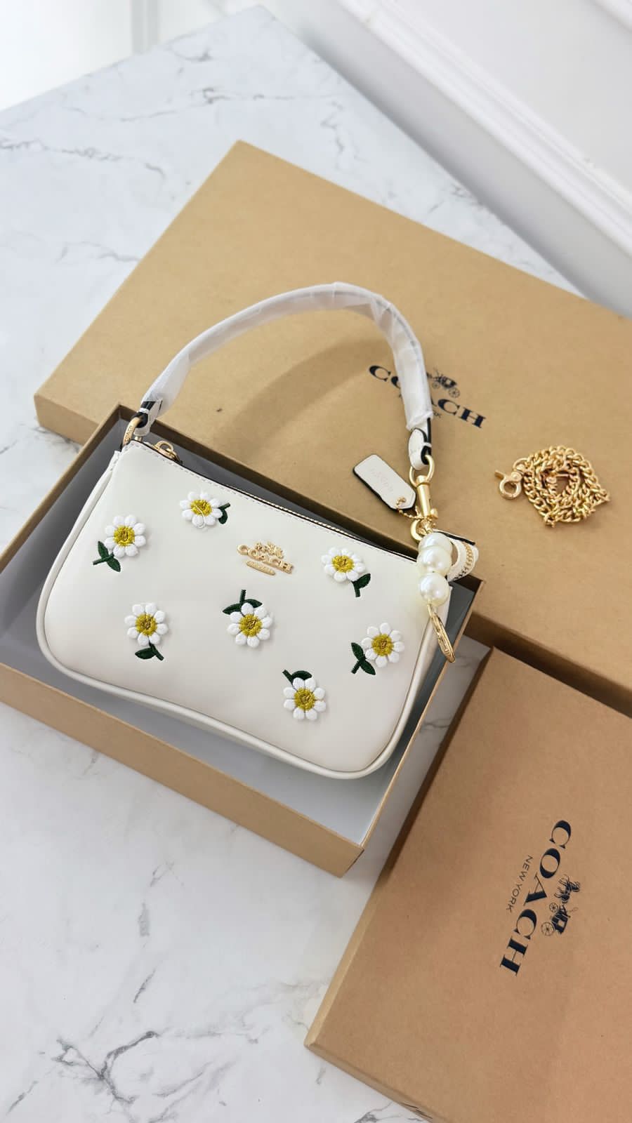 Coach Pearl Flower Print Edition Women Shoulder Bag