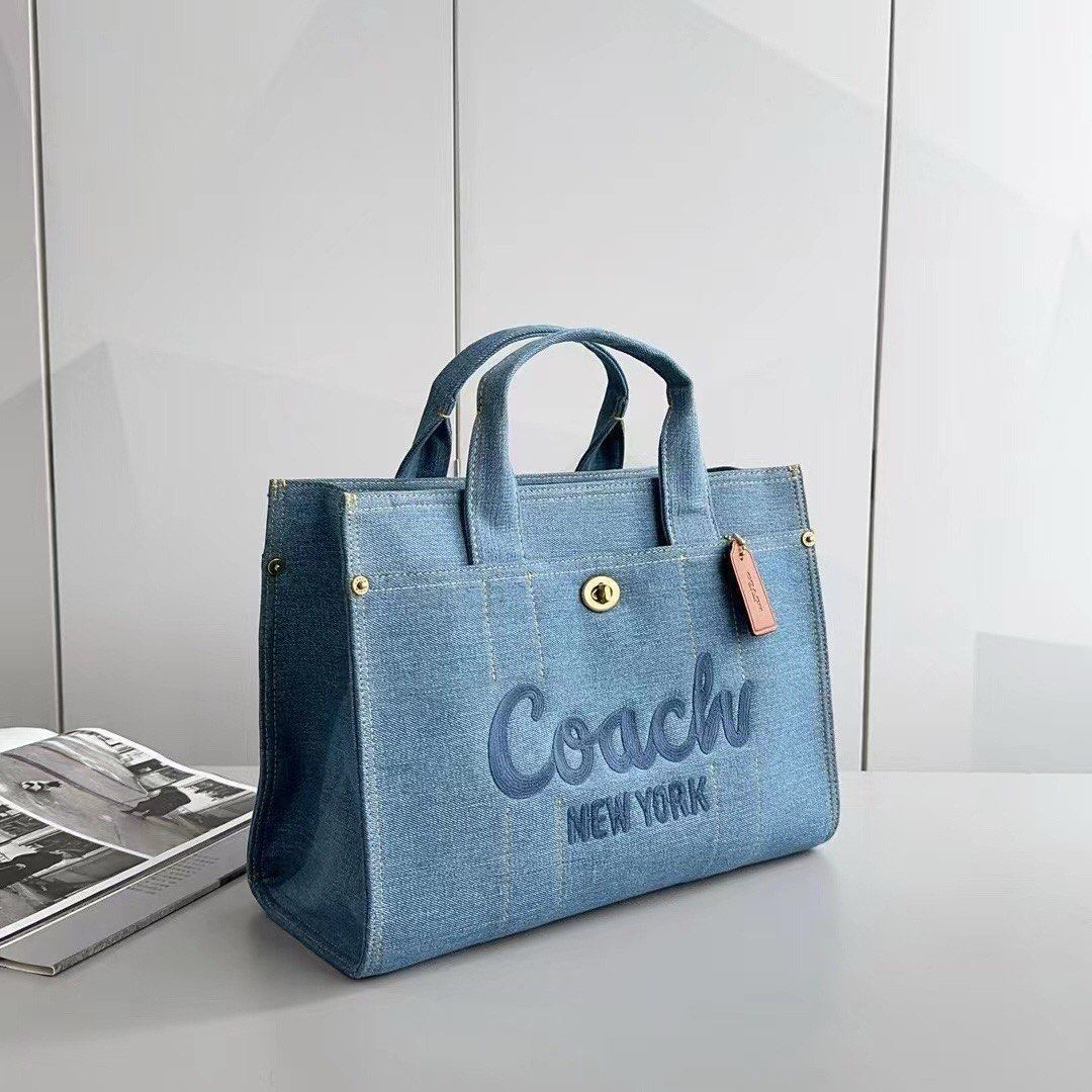 Coach Denim Blue Cargo Tote Bag For Women