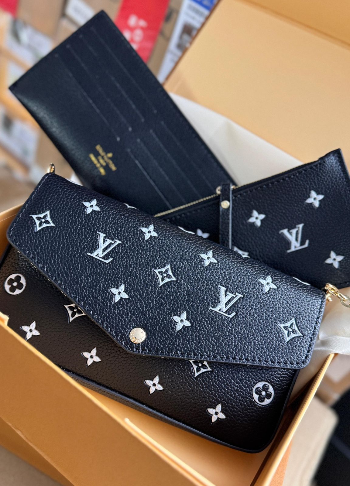 Louis Vuitton Emboss Felicie Shoulder Sling Bag